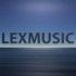 An abstract background graph in blue and white with an inscription LEXMUSIC