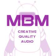 Human person in magenta with inscription MBM, creative quality audio