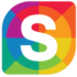 The letter S placed on a background full of colors, all the colours of the rainbow