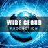 The inscription Wide Cloud Production placed on a black background which is on a blue and white square WideCloud AV SP - Your Shiny Logo