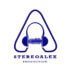 A triangle with a blue headset in the middle; everything is on a white background StAlex AV SP - Epic Hybrid Logo
