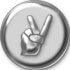 A hand with the victory sign of silver color, on the round bottom and also silver color Toy AV ART SP 70x70 - Digital Goods