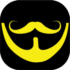 a moustache, a smile and writings in yellow on a black background YellowBeardMusic AV  70x70 - Moving Up