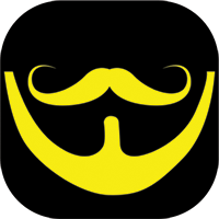 a moustache, a smile and writings in yellow on a black background YellowBeardMusic AV  - Moving Up