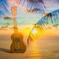 a ukulele at sunset at the seaside Happy uku IM - Happy and Joyful