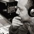 a musician in a recording studio, in black and white EnzoO AV 200 IM 70x70 - Love Letter