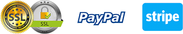 three icons joined together displaying SSL, PayPal and STRIPE logopay dark - Checkout