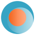 a blue circle with an orange sphere inside ColorTracks AV ART 70x70 - Funny Doll