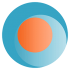 a blue circle with an orange sphere inside ColorTracks AV ART 70x70 - Great Achievements Ahead