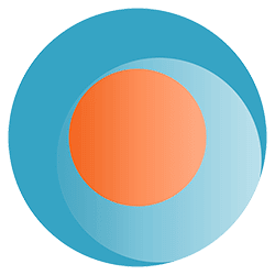 a blue circle with an orange sphere inside
