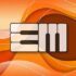 the letters e and m on an orange background